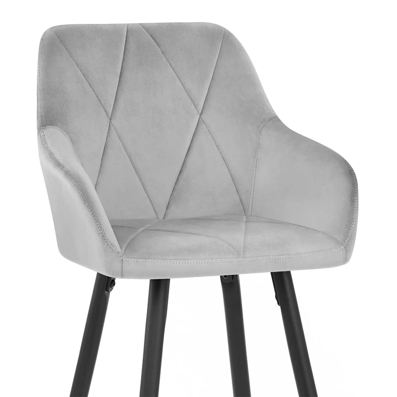 Tabouret de Bar Velours - Lanson Gris