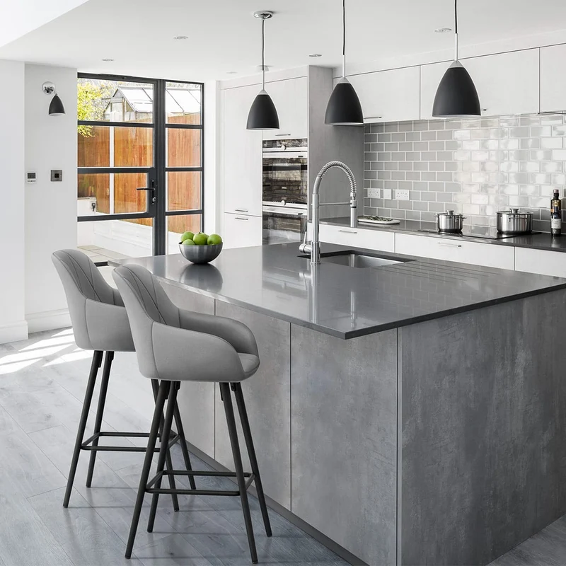 Tabouret de Bar Velours - Lanson Gris