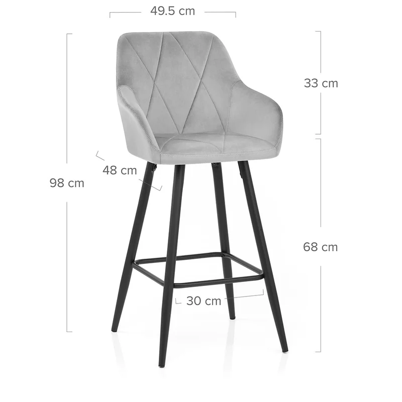 Tabouret de Bar Velours - Lanson Gris