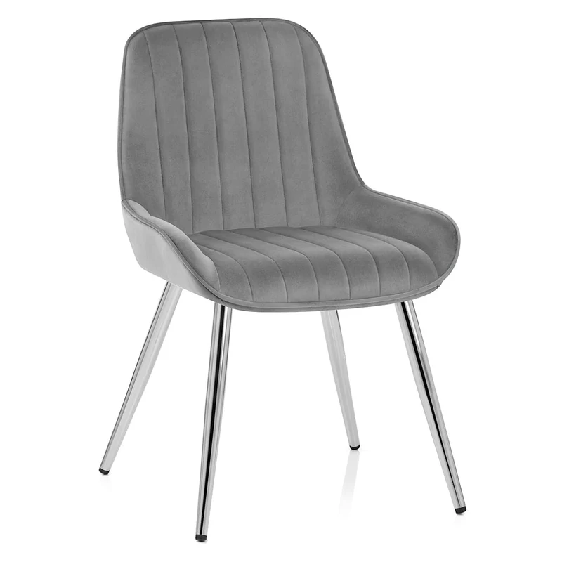 Chaise Chrome Velours - Mustang Gris Foncé