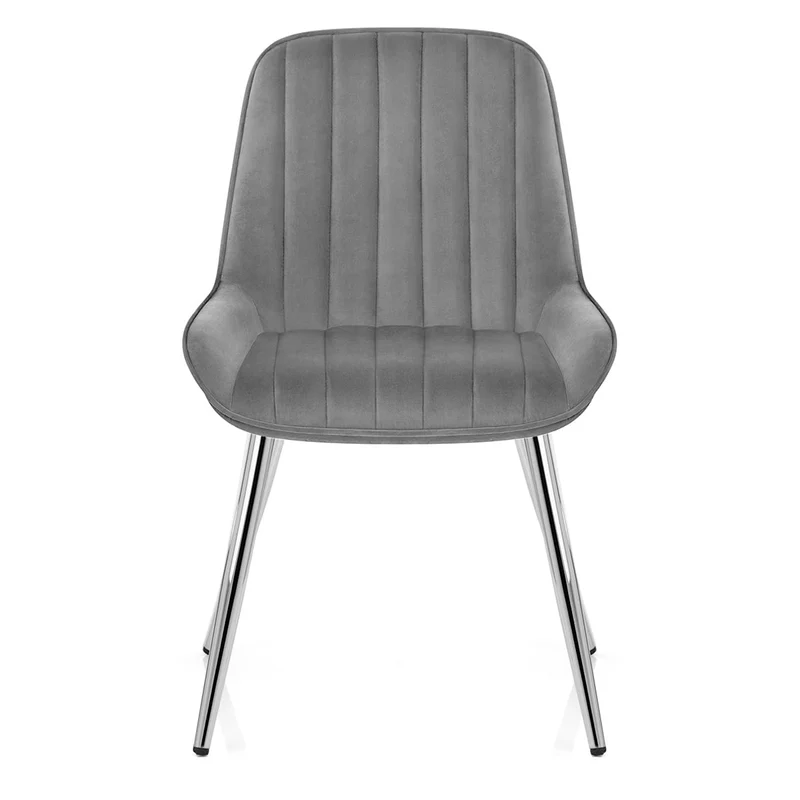 Chaise Chrome Velours - Mustang Gris Foncé