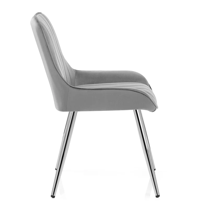Chaise Chrome Velours - Mustang Gris Foncé