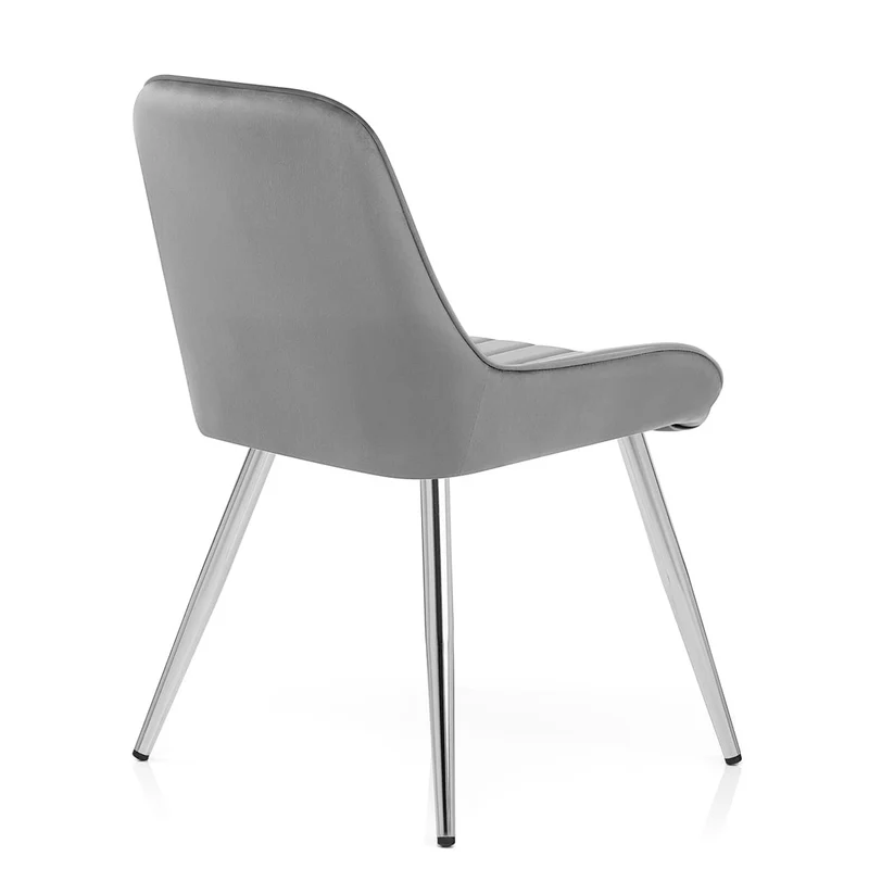 Chaise Chrome Velours - Mustang Gris Foncé