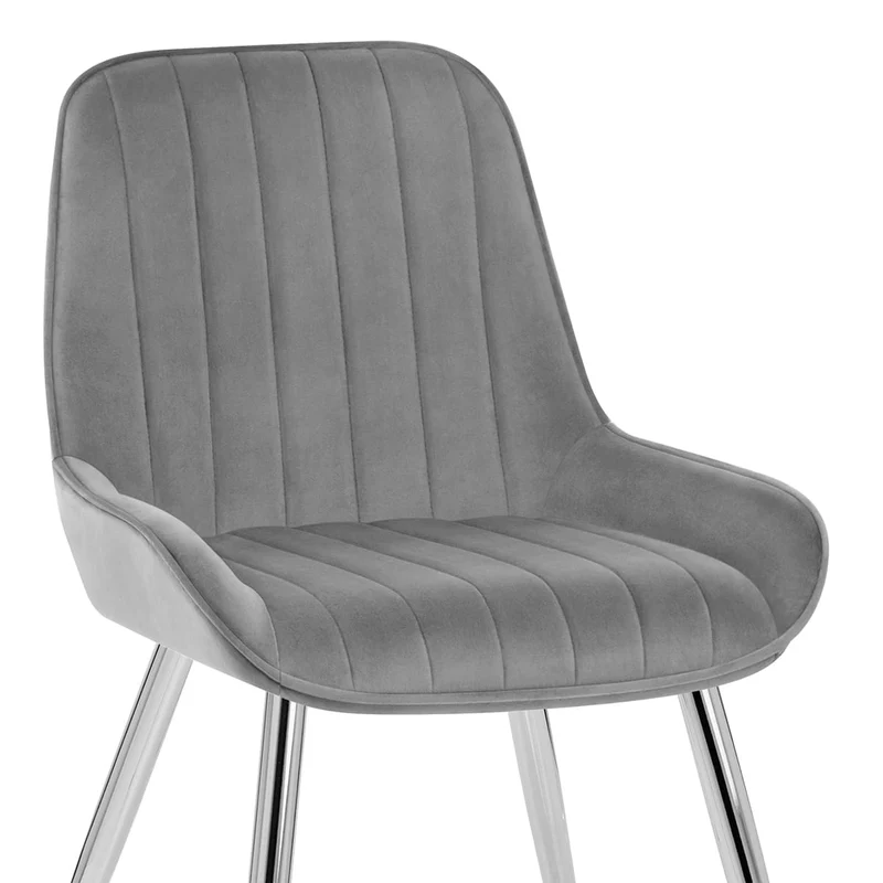 Chaise Chrome Velours - Mustang Gris Foncé