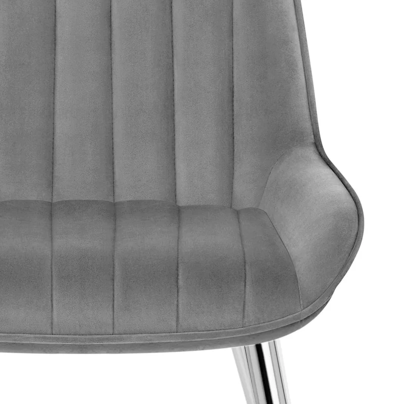 Chaise Chrome Velours - Mustang Gris Foncé