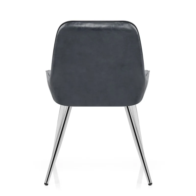 Chaise Chrome Faux Cuir - Mustang Bleu Foncé