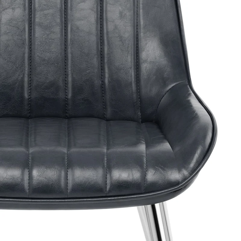 Chaise Chrome Faux Cuir - Mustang Bleu Foncé