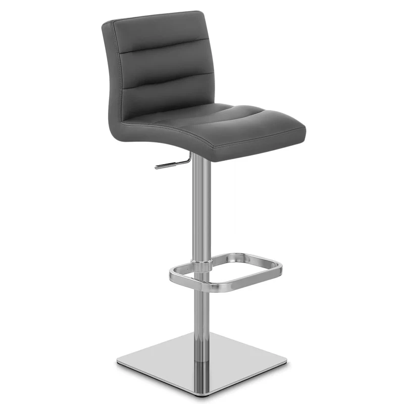 Chaise de Bar Cuir Chrome Brossé - Lush Gris