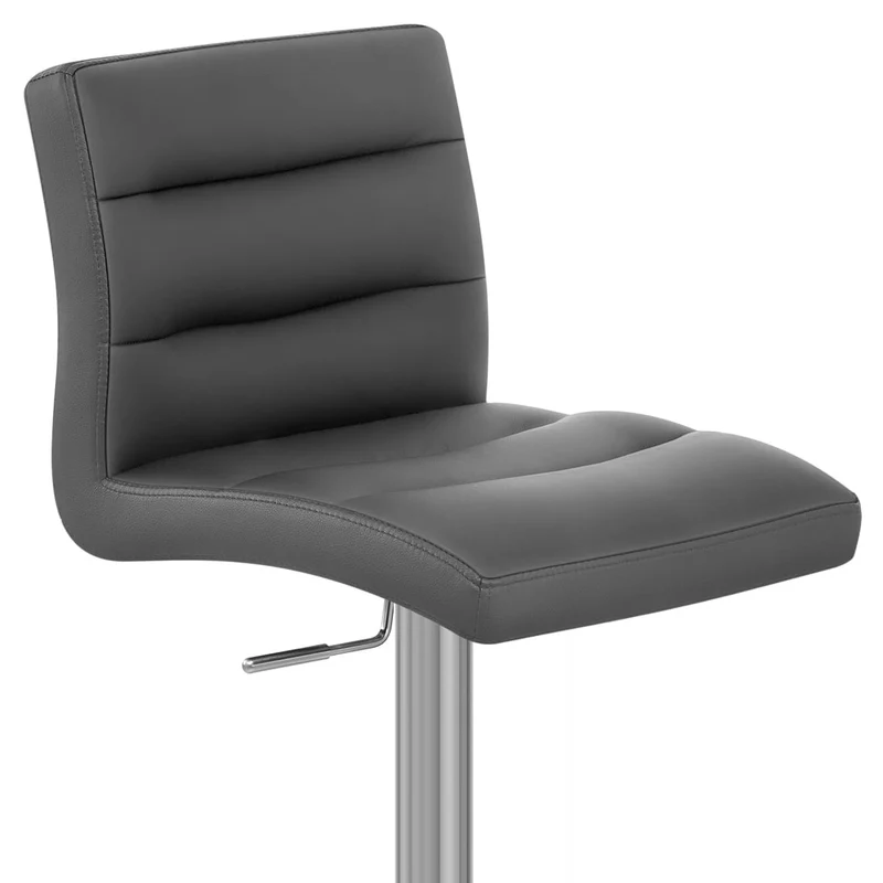Chaise de Bar Cuir Chrome Brossé - Lush Gris