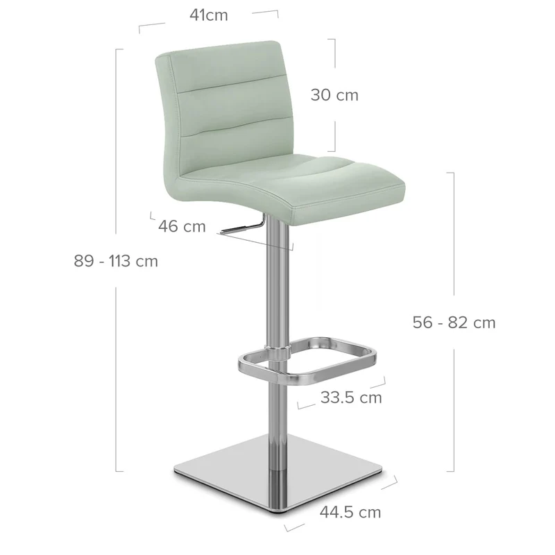 Chaise de Bar Cuir Chrome Brossé - Lush Vert