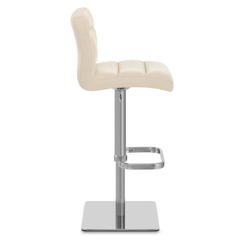Chaise de Bar Cuir Chrome Brossé - Lush Crème