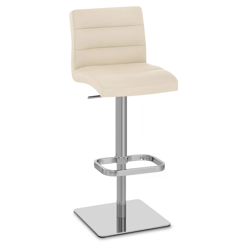 Chaise de Bar Cuir Chrome Brossé - Lush Crème