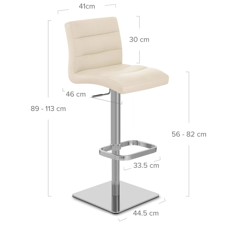 Chaise de Bar Cuir Chrome Brossé - Lush Crème