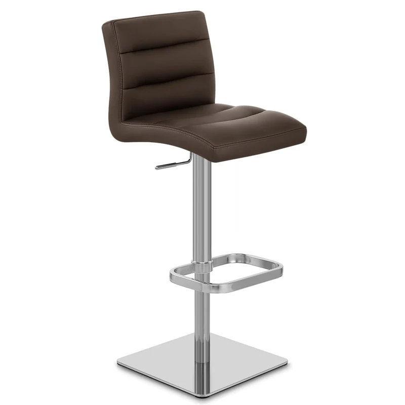 Chaise de Bar Cuir Chrome Brossé - Lush Marron