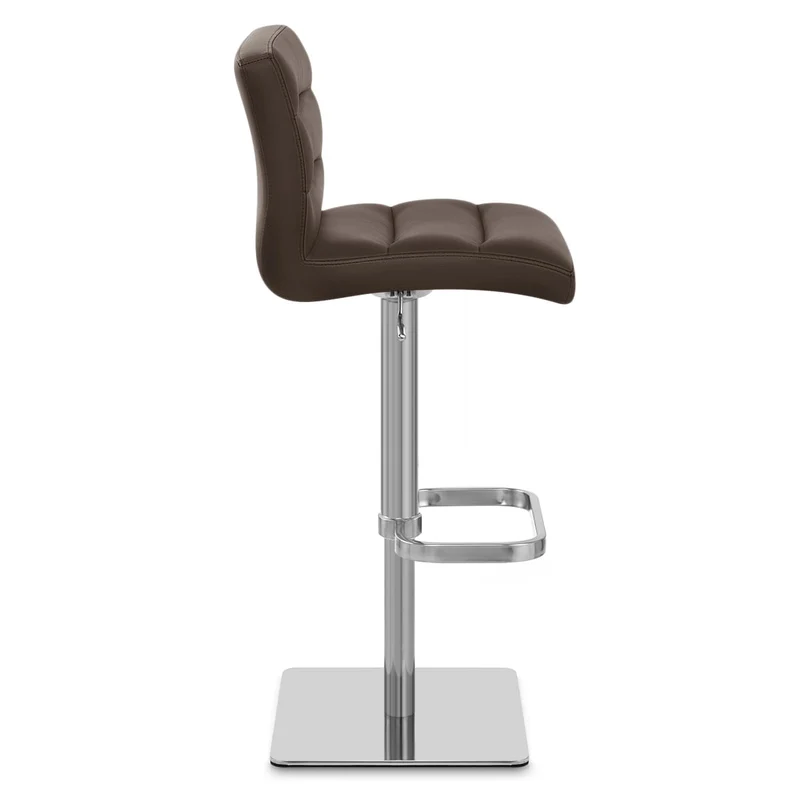 Chaise de Bar Cuir Chrome Brossé - Lush Marron