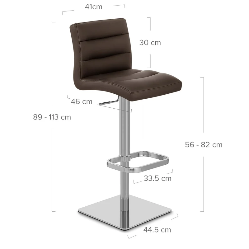 Chaise de Bar Cuir Chrome Brossé - Lush Marron