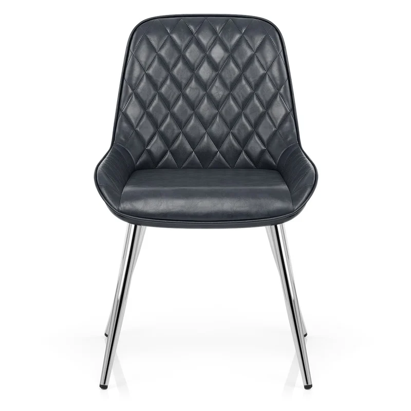 Chaise Faux Cuir Antique Chrome - Lincoln Bleu Foncé