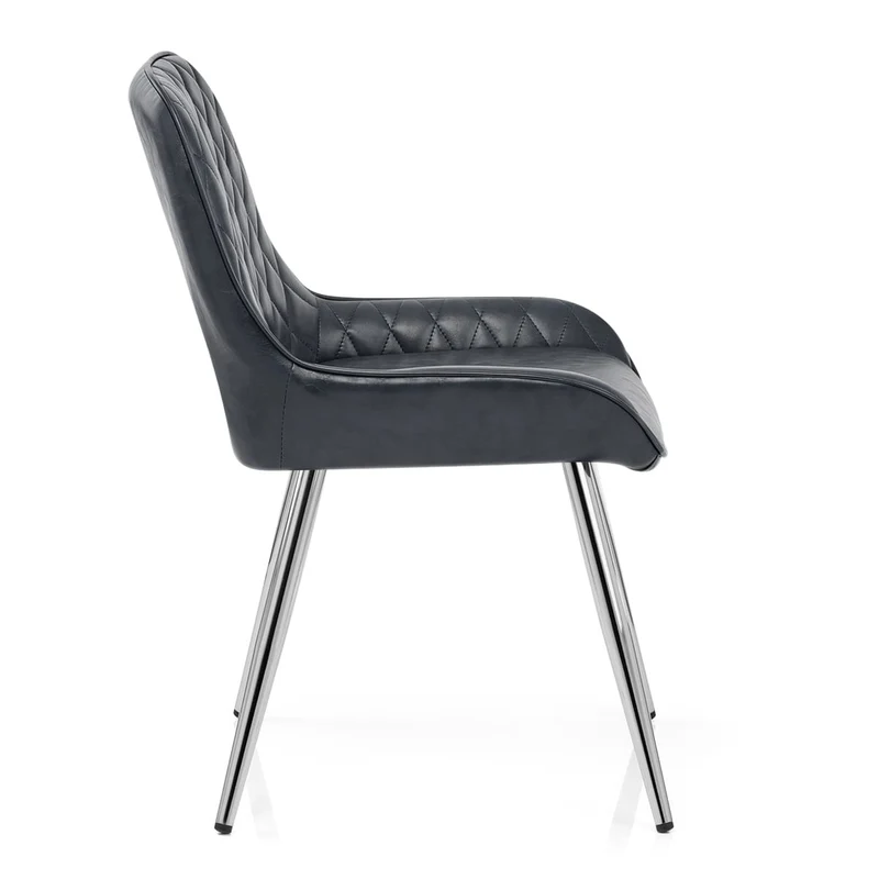 Chaise Faux Cuir Antique Chrome - Lincoln Bleu Foncé