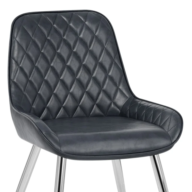 Chaise Faux Cuir Antique Chrome - Lincoln Bleu Foncé