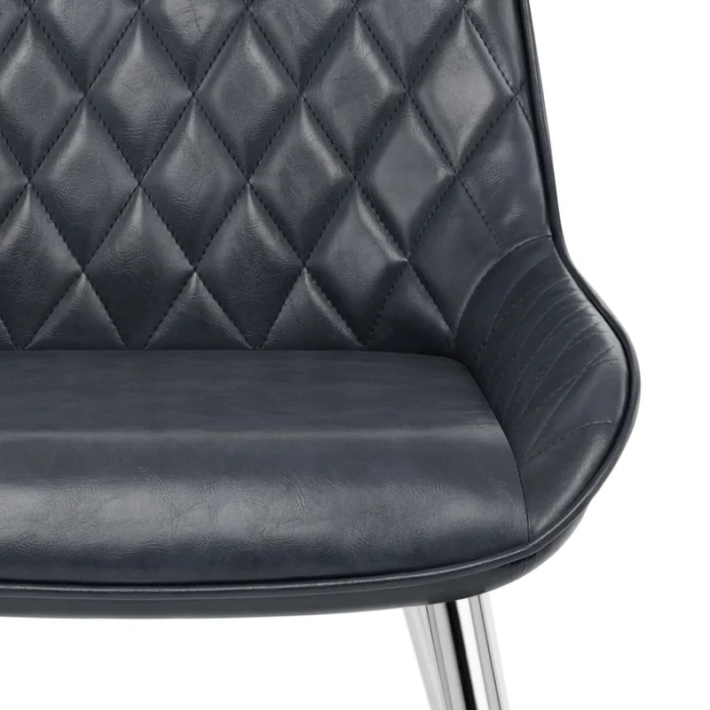 Chaise Faux Cuir Antique Chrome - Lincoln Bleu Foncé