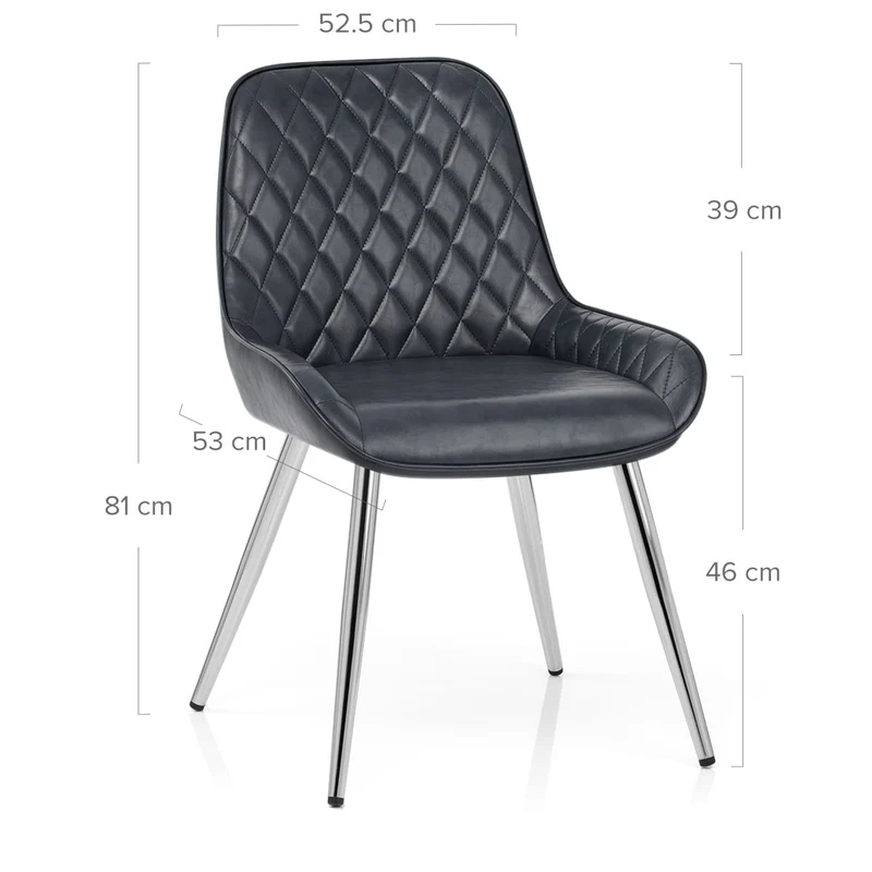 Chaise Faux Cuir Antique Chrome - Lincoln Bleu Foncé