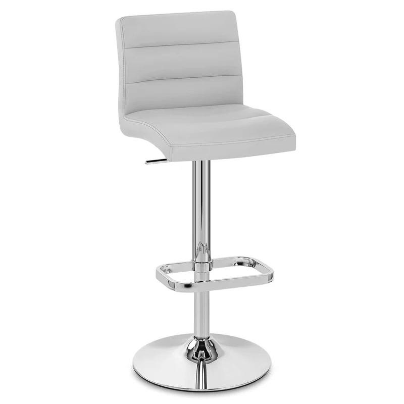 Chaise de Bar Faux Cuir Chrome - Lush Gris