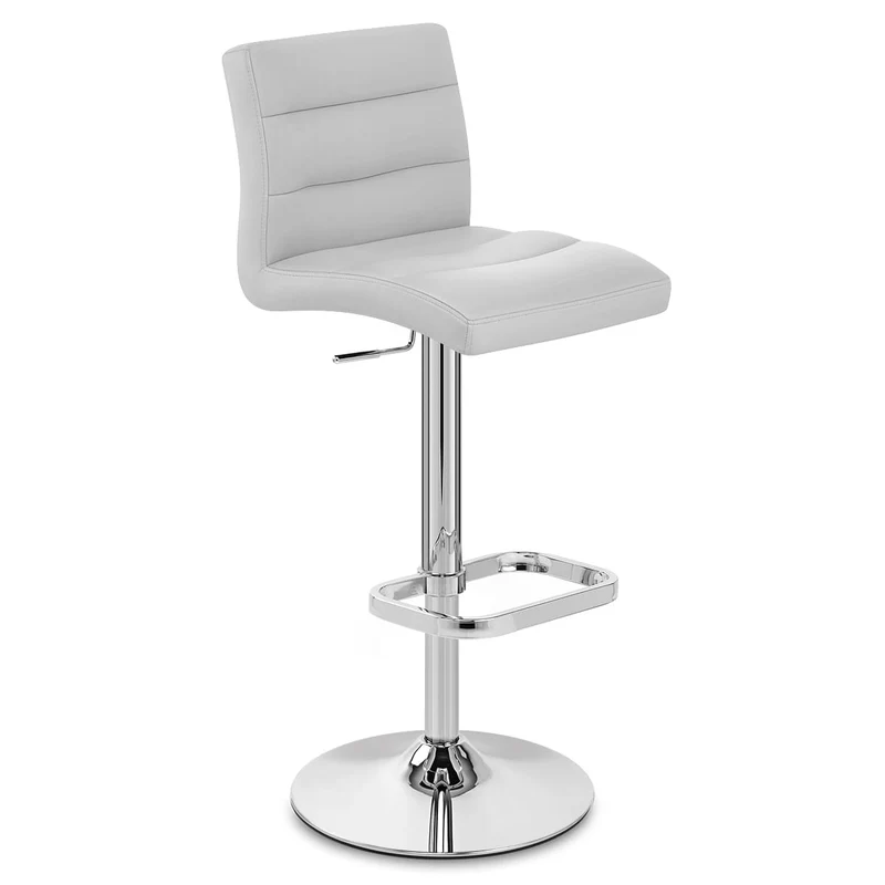 Chaise de Bar Faux Cuir Chrome - Lush Gris