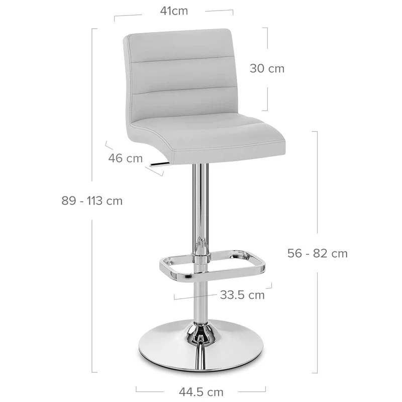 Chaise de Bar Faux Cuir Chrome - Lush Gris