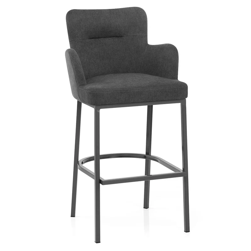 Tabouret de Bar Tissu - Porter Gris Foncé