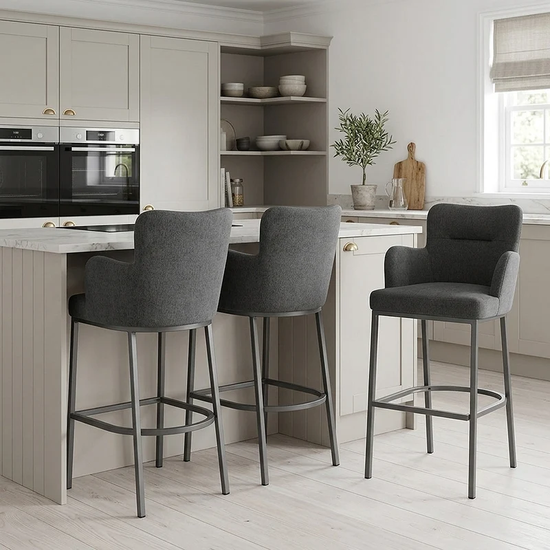 Tabouret de Bar Tissu - Porter Gris Foncé