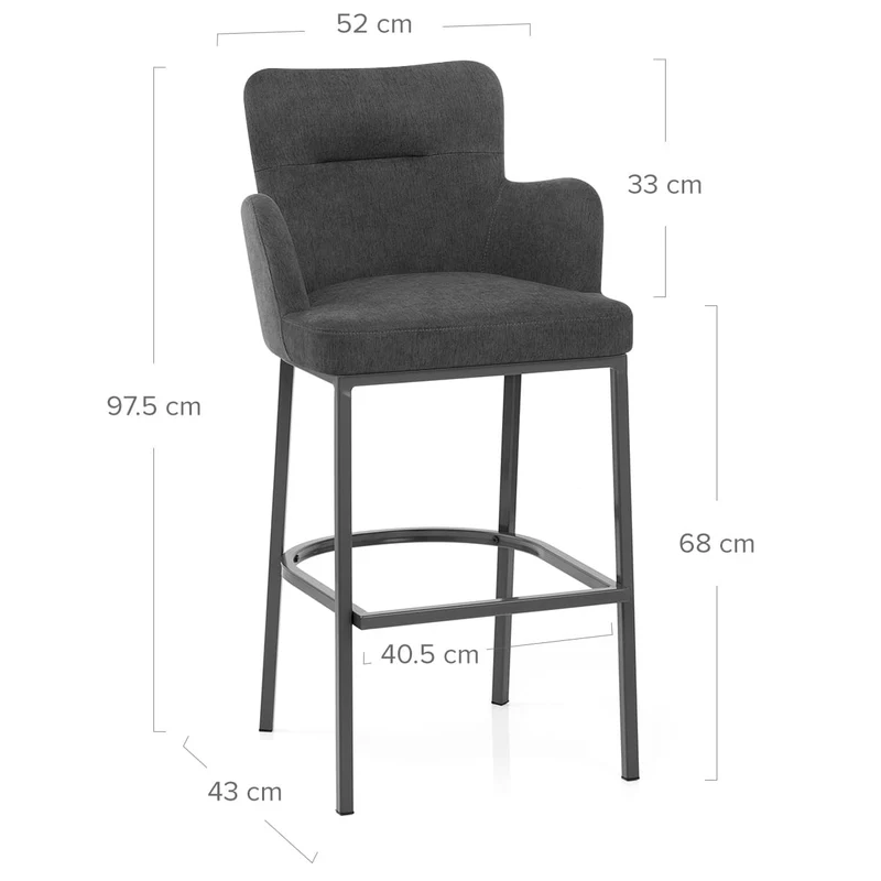Tabouret de Bar Tissu - Porter Gris Foncé