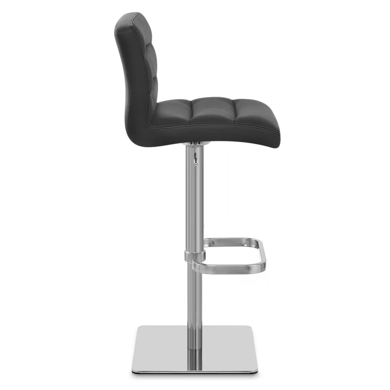 Chaise de Bar Cuir Chrome Brossé - Lush Noir