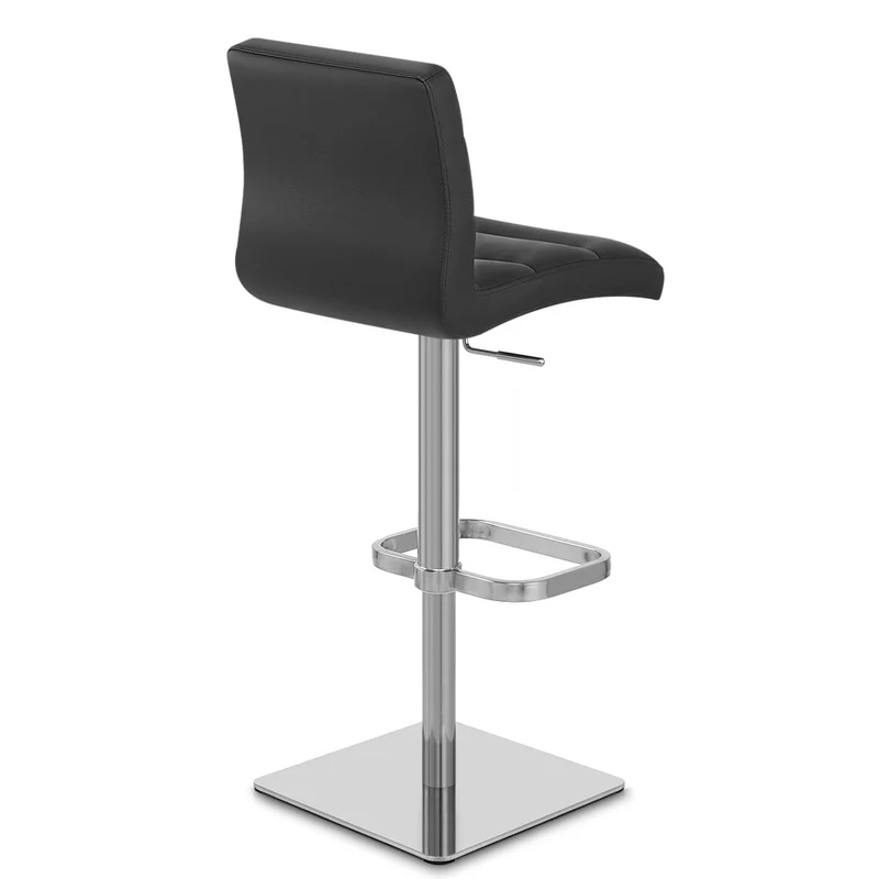 Chaise de Bar Cuir Chrome Brossé - Lush Noir