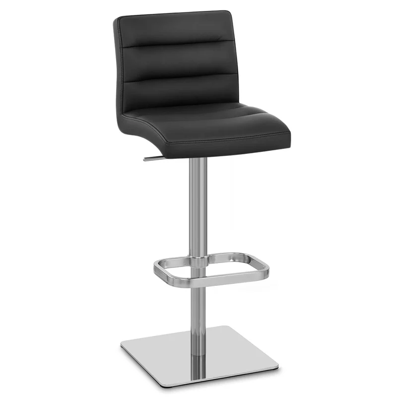 Chaise de Bar Cuir Chrome Brossé - Lush Noir