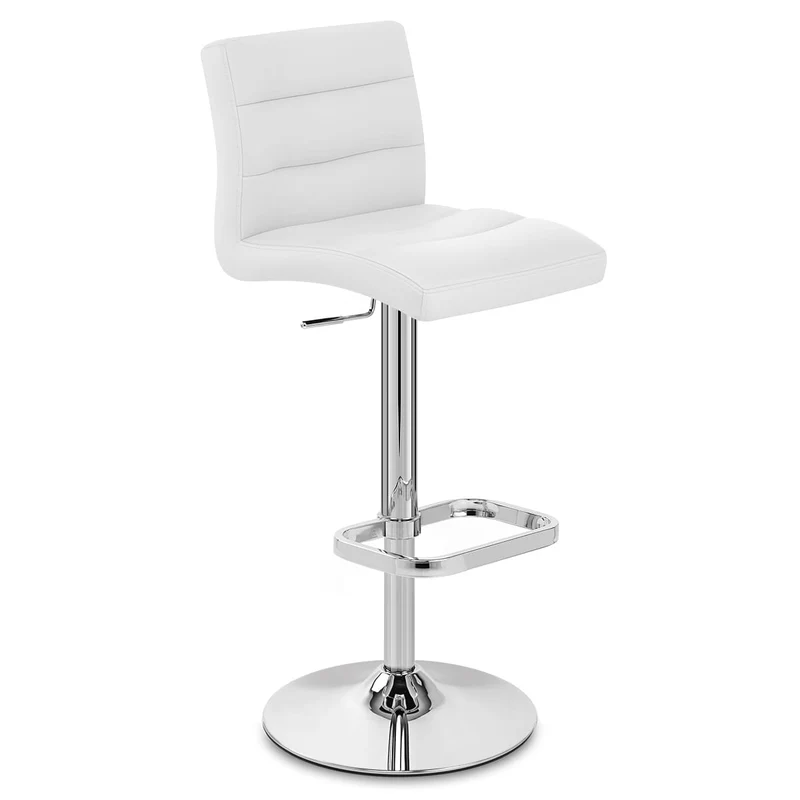 Chaise de Bar Faux Cuir Chrome - Lush Blanc