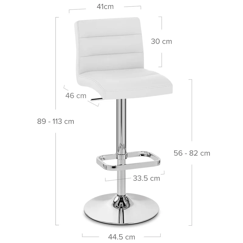 Chaise de Bar Faux Cuir Chrome - Lush Blanc