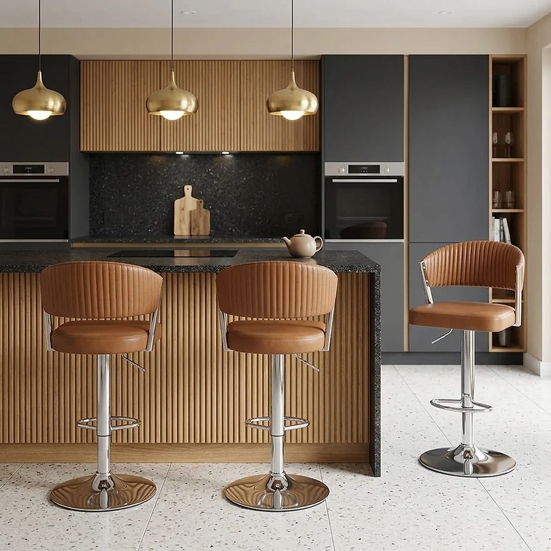Tabouret Cuir Véritable - Lusso Marron