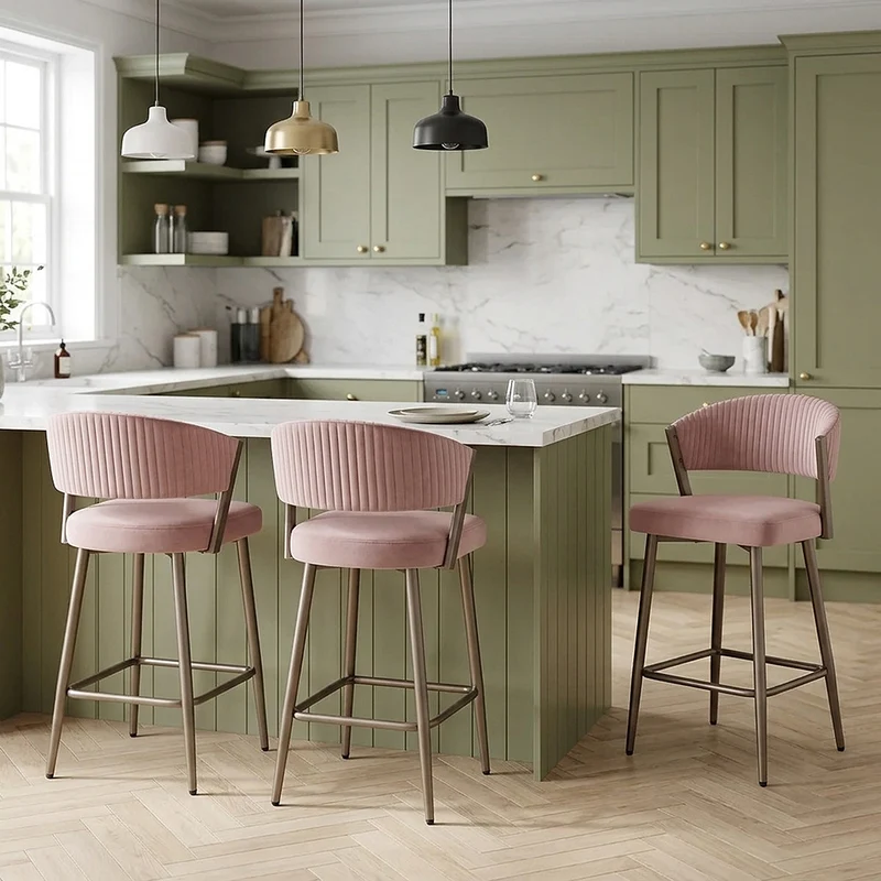 Tabouret velours - Lusso Rose