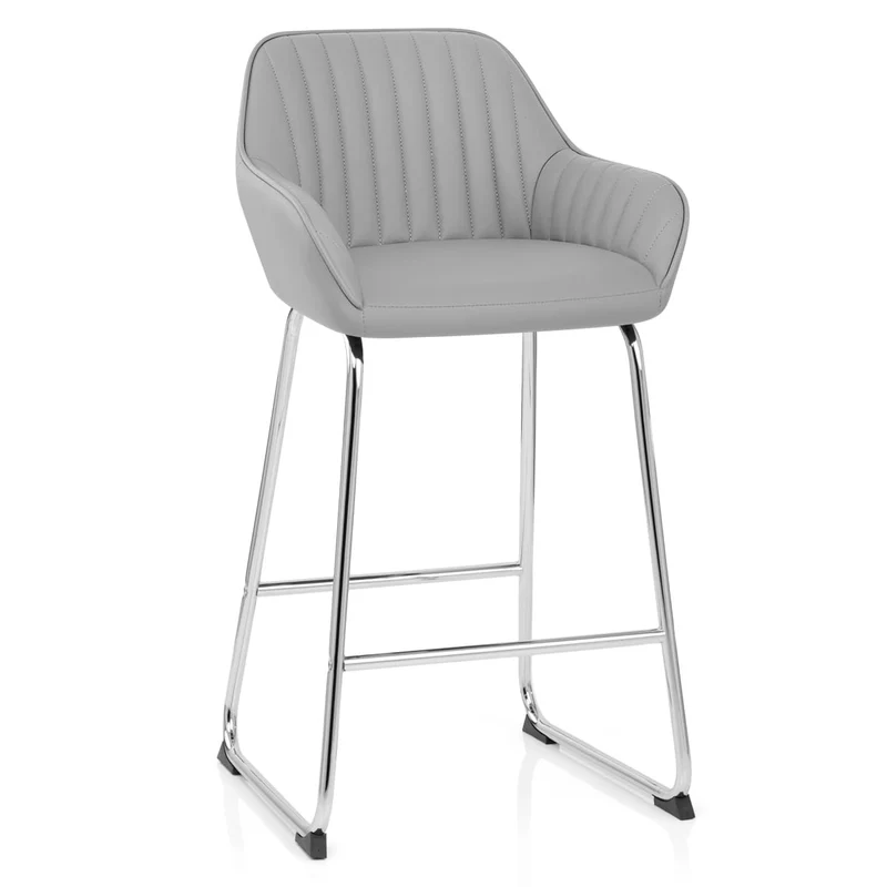 Tabouret de Bar Faux Cuir Chrome - Kanto Gris