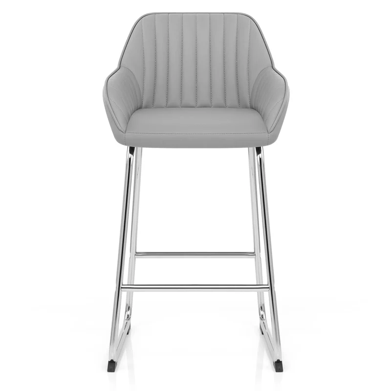 Tabouret de Bar Faux Cuir Chrome - Kanto Gris