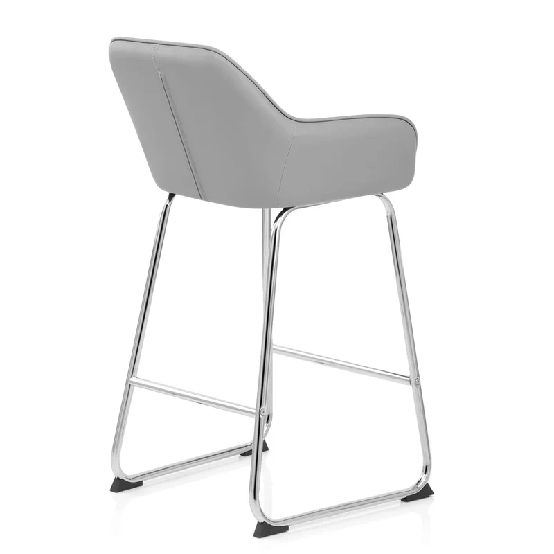 Tabouret de Bar Faux Cuir Chrome - Kanto Gris