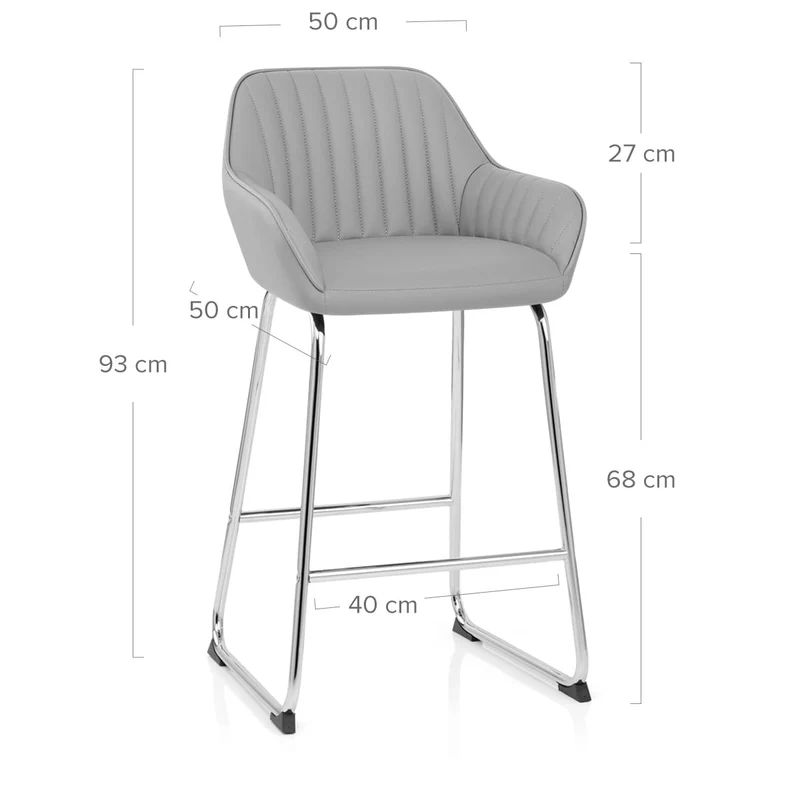 Tabouret de Bar Faux Cuir Chrome - Kanto Gris