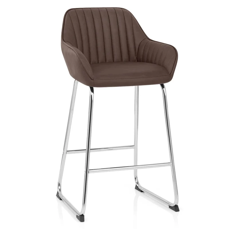 Tabouret de Bar Faux Cuir Chrome - Kanto Marron
