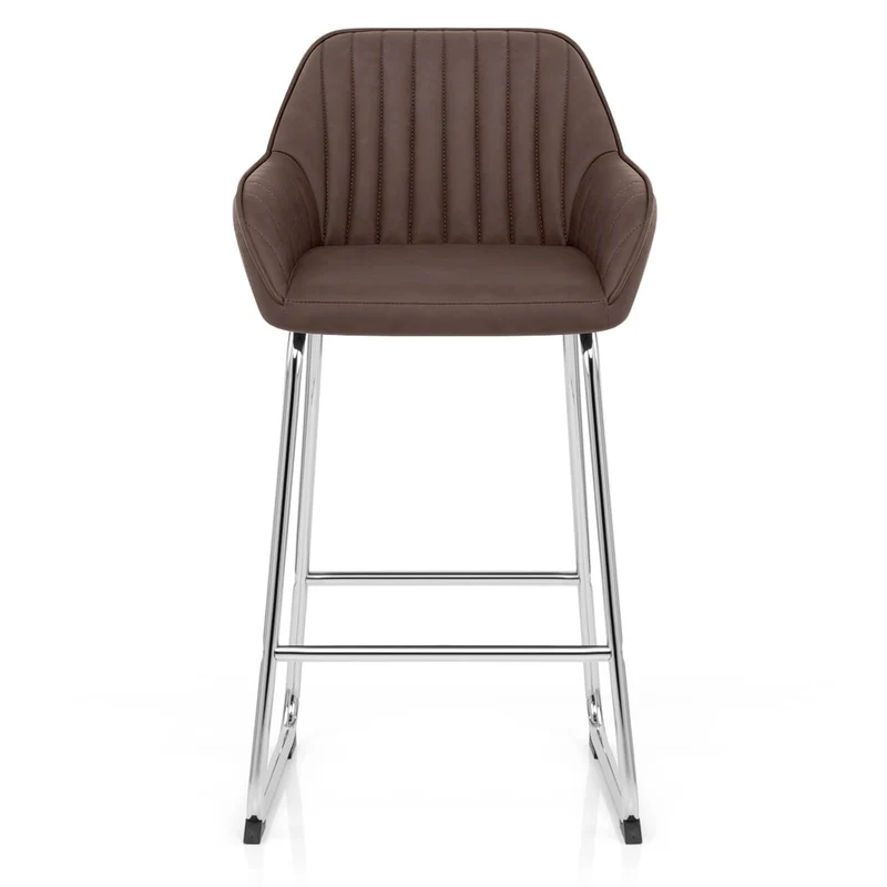 Tabouret de Bar Faux Cuir Chrome - Kanto Marron