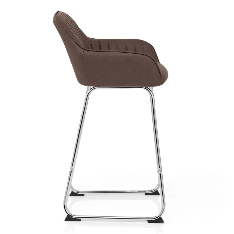 Tabouret de Bar Faux Cuir Chrome - Kanto Marron