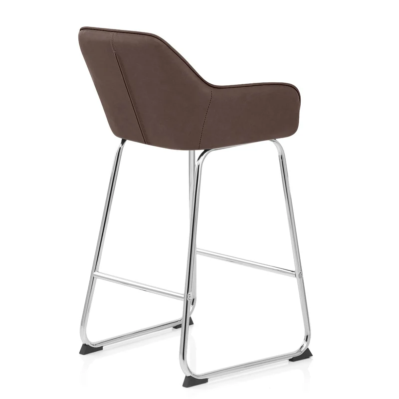 Tabouret de Bar Faux Cuir Chrome - Kanto Marron