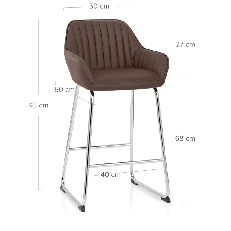 Tabouret de Bar Faux Cuir Chrome - Kanto Marron