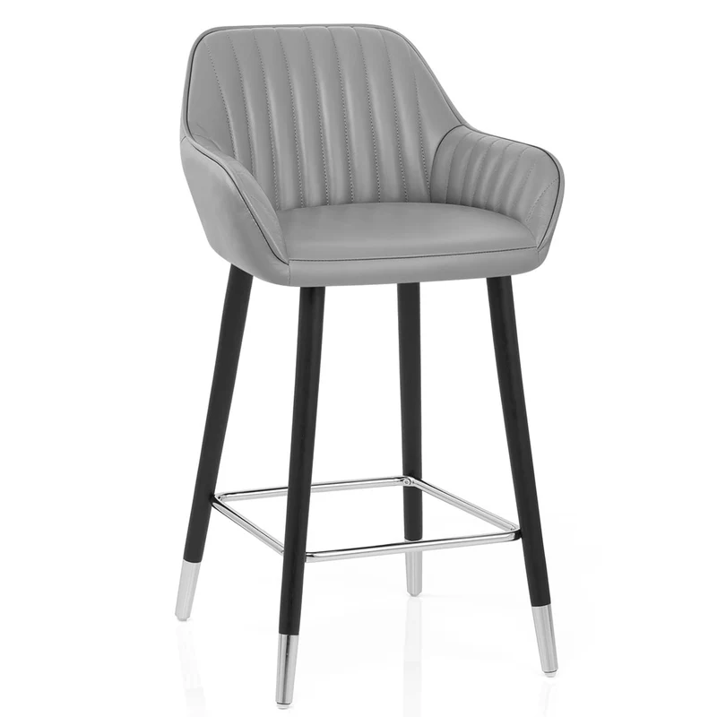 Tabouret de Bar Cuir Véritable - Apres Grande Gris