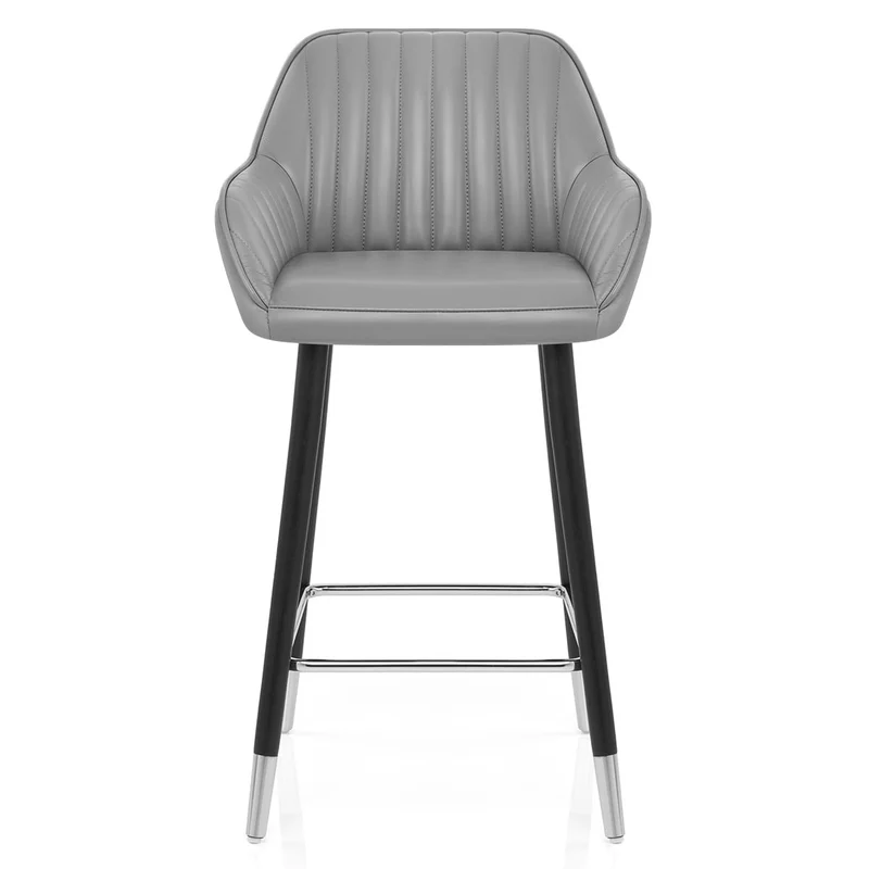 Tabouret de Bar Cuir Véritable - Apres Grande Gris