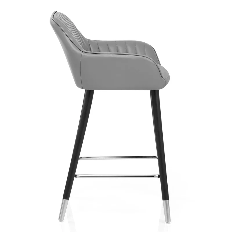 Tabouret de Bar Cuir Véritable - Apres Grande Gris